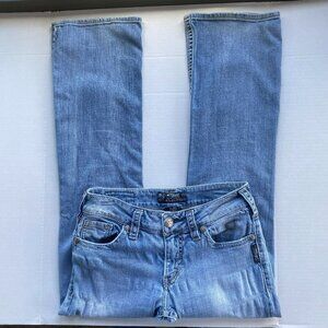 Silver Suki Jeans Blue Low Rise Flare Women 27x30 Y2K Denim Vintage Style